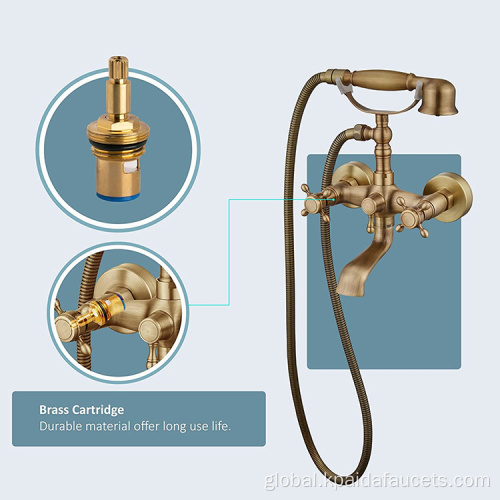  Freestanding Massage Shower Bath Mixer Brushed Gold Clawfoot Rod Wall Mount Bathtub Faucet and Tub Filler Factory